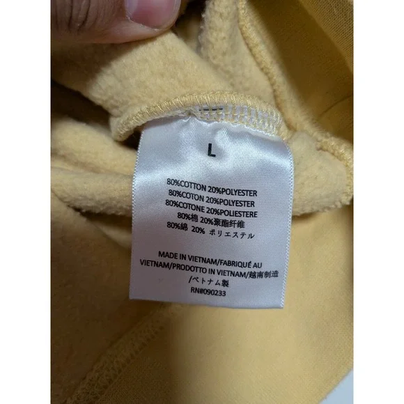 Fear of God Essentials Hoodie Yellow Lemonade Logo Pullover Sweatshirt Mens L - Picture 6 of 13